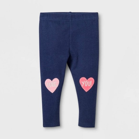 5/$20 NEW NB Girls Cat & Jack LOVE YOU Heart Pants - Picture 1 of 5